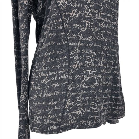 LULULEMON Vintage RARE Original Manifesto Script Long-Sleeve Top Gray Black S/M - Picture 4 of 5